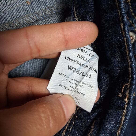 Silver Jeans Kellii Relaxed Skinny 26x31 Dark Wash Distressed Inseam 31 - Picture 6 of 8